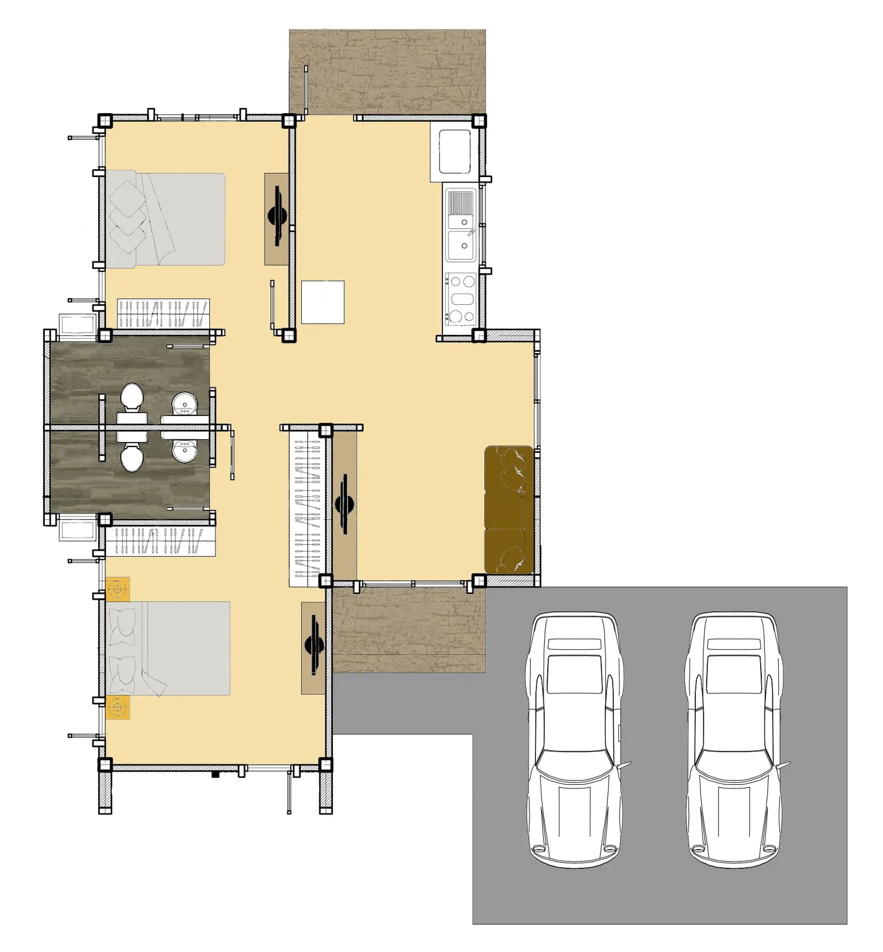แปลนบ้าน บ้านเดี่ยว บ้านสราสิริ2 2 ห้องนอน