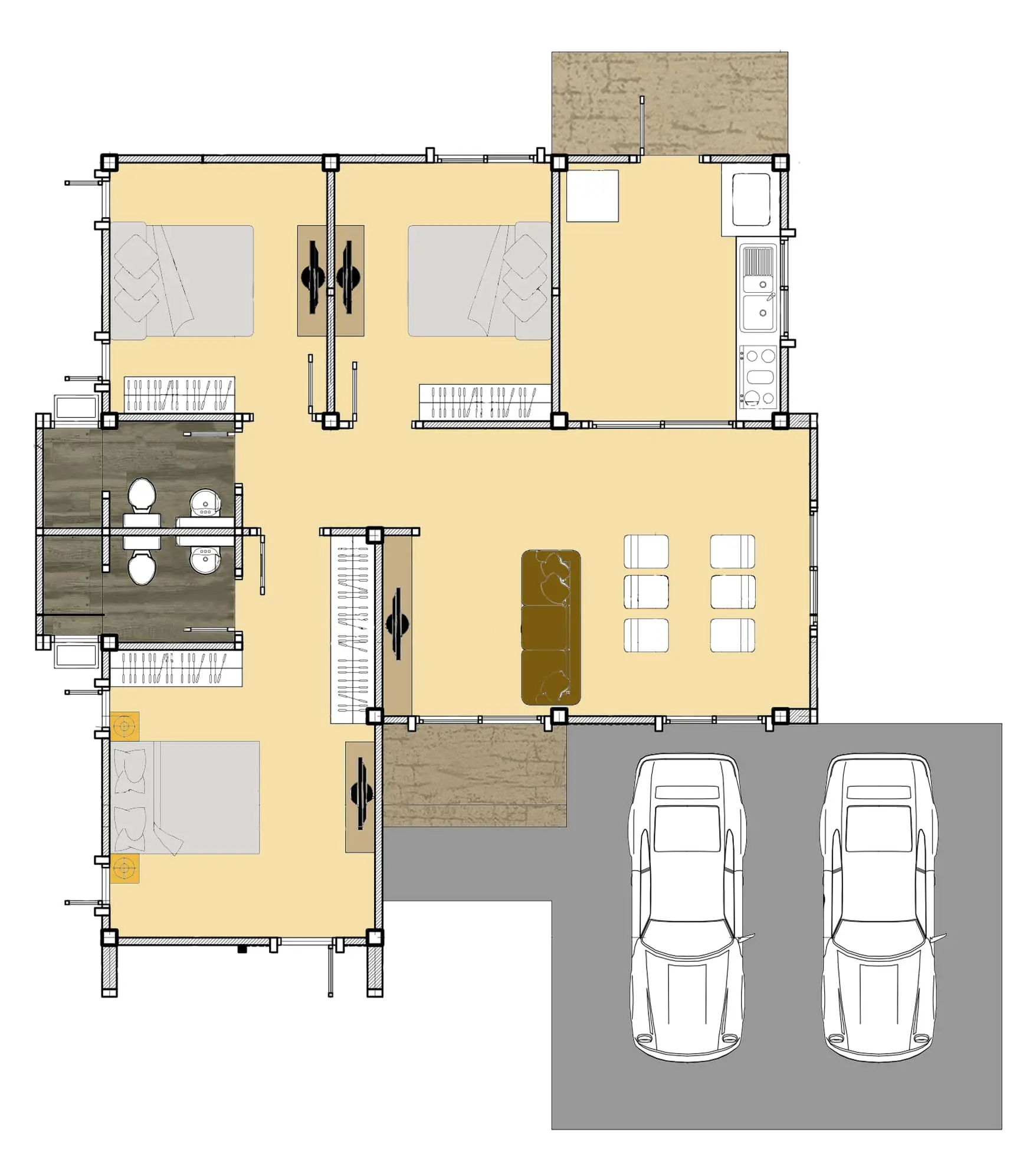 แปลนบ้าน บ้านเดี่ยว บ้านสราสิริ2 3 ห้องนอน